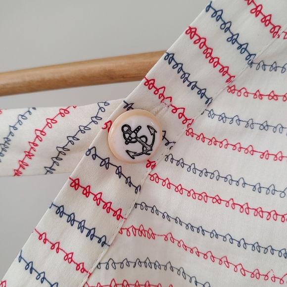 Anthropologie V-Neck Blouse Ivory Print Size 2 - Picture 13 of 16